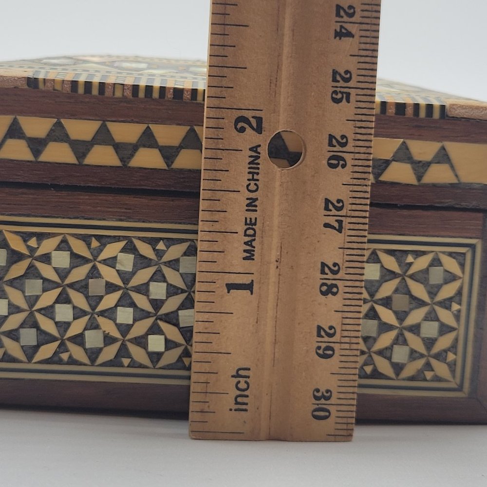 Handmade Wood Jewelry Box Inlaid Mother of Pearl - Picture 7 of 10